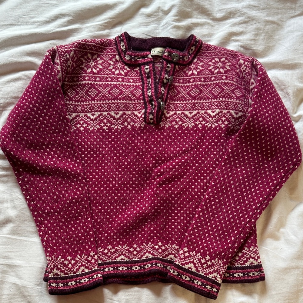 Vintage L.L. Bean Pink Wool Ski Sweater